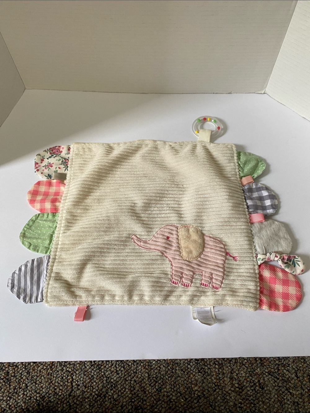 Modern Baby Pink Elephant Lovey Security Blanket